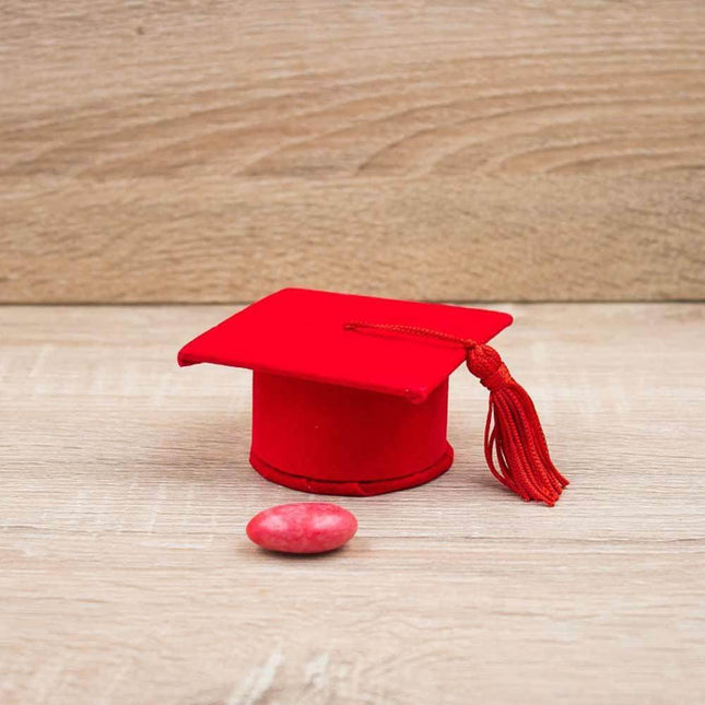Set di 12 scatoline porta confetti per laurea bomboniera a forma di cappello toppo in velluto - enzoled