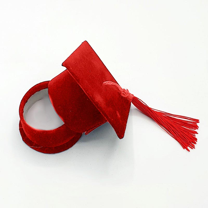 Set di 12 scatoline porta confetti per laurea bomboniera a forma di cappello toppo in velluto - enzoled