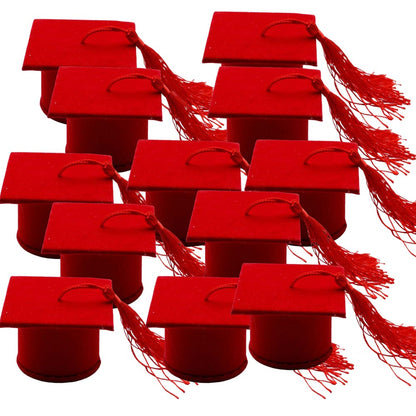 Set di 12 scatoline porta confetti per laurea bomboniera a forma di cappello toppo in velluto - enzoled