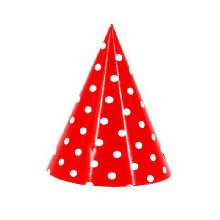 Cappellino di carta 12 pezzi per feste cappello a cono rosso con pois per compleanno party bambini - enzoled