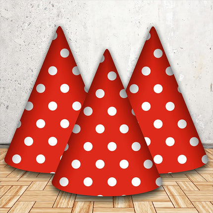 Cappellino di carta 12 pezzi per feste cappello a cono rosso con pois per compleanno party bambini - enzoled