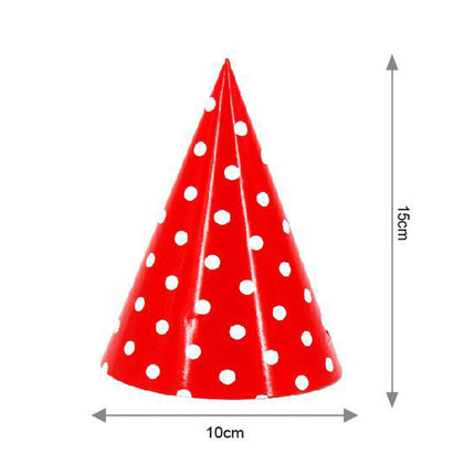 Cappellino di carta 12 pezzi per feste cappello a cono rosso con pois per compleanno party bambini - enzoled