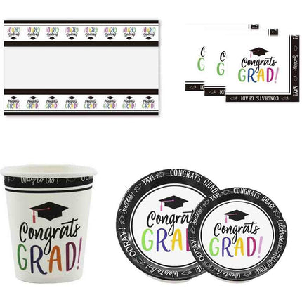 Coordinato per Festa di Laurea Nero 73 pz Piatti Bicchieri tovaglioli tovaglia Decorazione per Party - enzoled