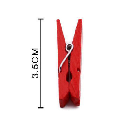 100 Pezzi mollette in legno portafoto mollettine rosse 3.5 cm clip per decorazione regali fiori - enzoled