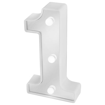 Numero luminoso bianco a LED decorazione per eventi feste compleanni luce calda 3000k 16x3 cm - enzoled