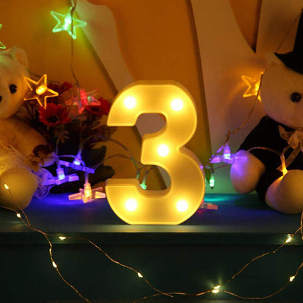 Numero luminoso bianco a LED decorazione per eventi feste compleanni luce calda 3000k 16x3 cm - enzoled