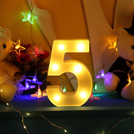 Numero luminoso bianco a LED decorazione per eventi feste compleanni luce calda 3000k 16x3 cm - enzoled