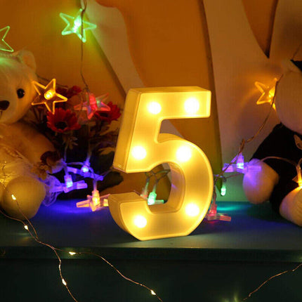 Numero luminoso bianco a LED decorazione per eventi feste compleanni luce calda 3000k 16x3 cm - enzoled