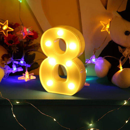 Numero luminoso bianco a LED decorazione per eventi feste compleanni luce calda 3000k 16x3 cm - enzoled