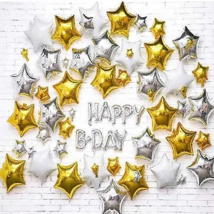Palloncini gonfiabili stelle oro argento e bianco Buon Compleanno per feste e party palloni decorazione - enzoled