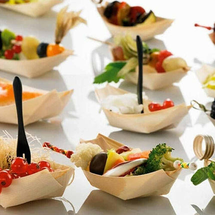 Set 32 barchette in legno per aperitivi buffet ciotola monouso per monoporzioni finger food antipasti - enzoled