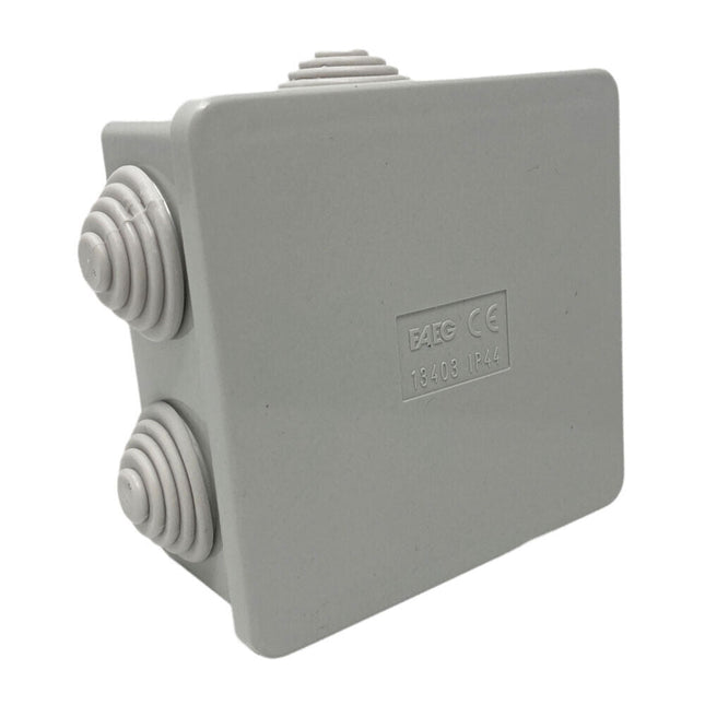 Scatola di derivazione quadrata box con coperchio a pressione 6 passacavi tenuta stagna IP44 80xx80x40 mm - enzoled