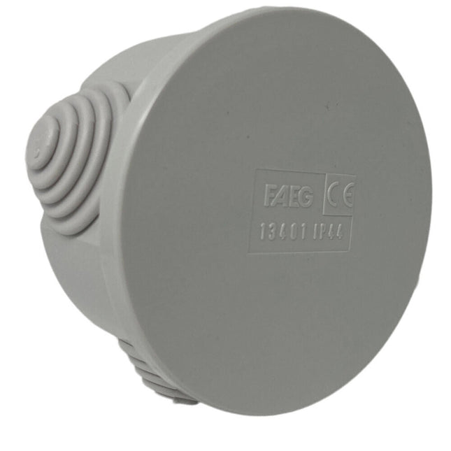 Scatola di derivazione tonda box con coperchio a pressione 4 passacavi tenuta stagna IP44 Ø 80x40 mm - enzoled