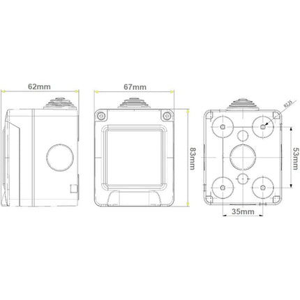 Cassetta con coperchio idrobox per esterno a 2 posti compatibile con matix custodia per interruttori ip55 - enzoled