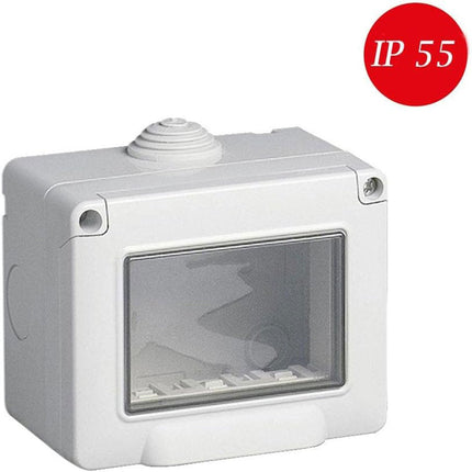 Cassetta con coperchio idrobox per esterno a 3  posti compatibile con matix custodia per interruttori ip55 - enzoled