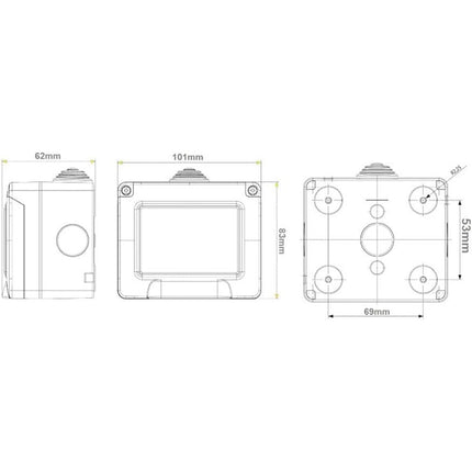Cassetta con coperchio idrobox per esterno a 3  posti compatibile con matix custodia per interruttori ip55 - enzoled