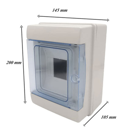 Centralino da parete 4 moduli con portello quadro elettrico a stagno IP65 145x200x105 mm - enzoled