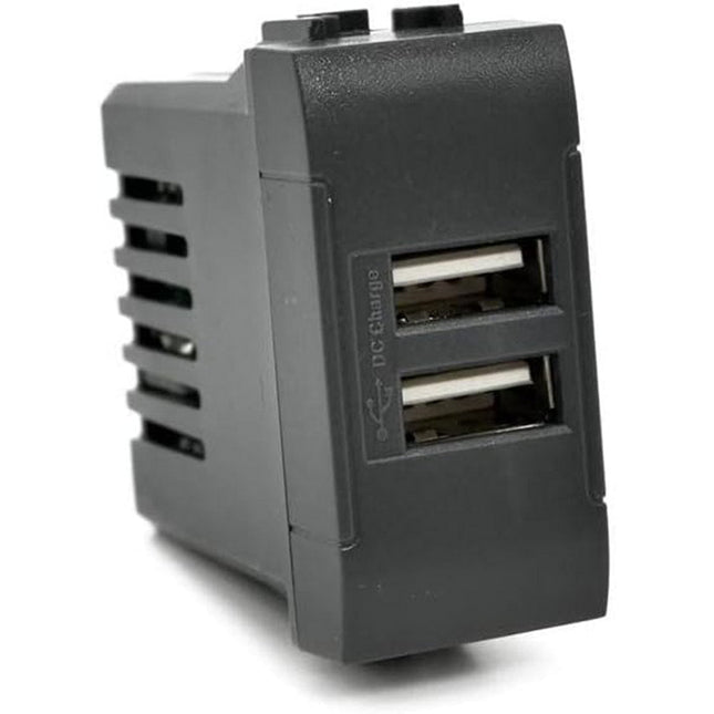 Modulo presa doppia USB da muro per placca cassetta 503 compatibile con living light international air 5V 2 Usb - enzoled
