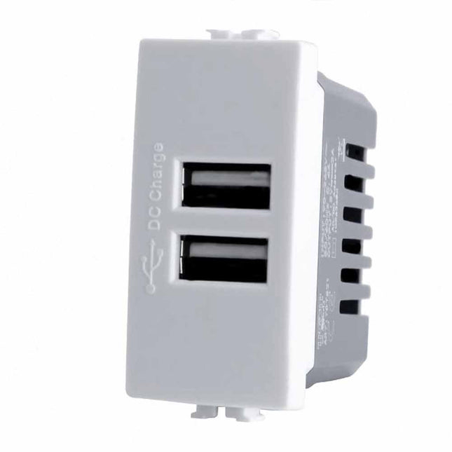 Modulo presa doppia USB da muro per placca cassetta 503 compatibile con matix 5V 2 Usb - enzoled