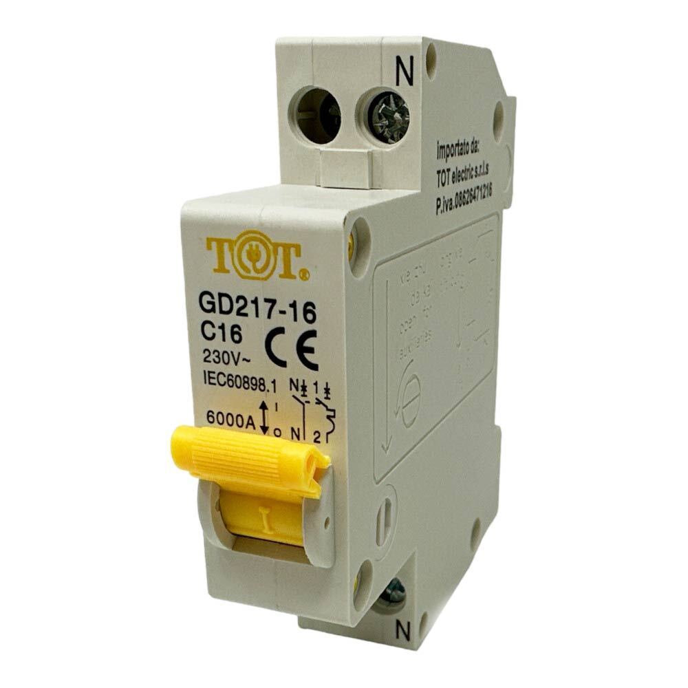 Interruttore automatico magnetotermico differenziale salvavita modulare per quadro elettrico 1P+N 6ka 10 16 20 25 32 ampere - enzoled
