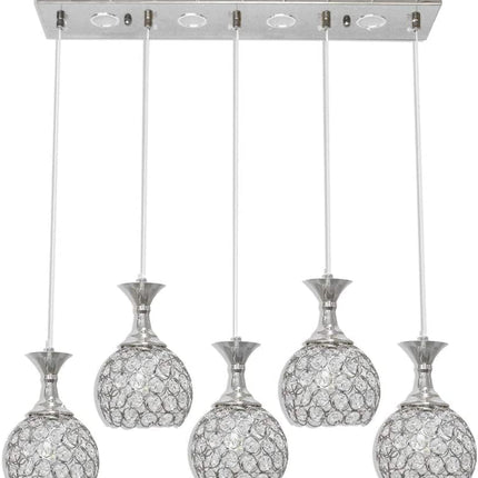 Lampadario led da soffitto a sospensione 35 watt luce fredda 6500k portalampada G9 con sfere con cristalli gocce in acrilico - enzoled