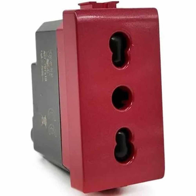 Presa bipasso bivalente 10-16A rossa compatibile con matix presa elettrica a muro spina - enzoled
