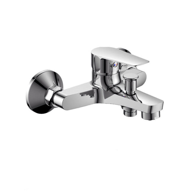 Rubinetto per bagno moderno miscelatore orientabile quadrato per vasca in ottone cromato lucido modello Cube - enzoled