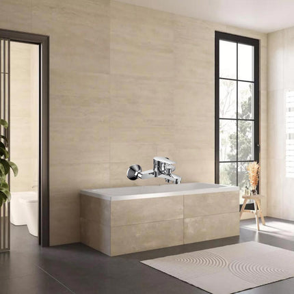 Rubinetto per bagno moderno miscelatore orientabile quadrato per vasca in ottone cromato lucido modello Cube - enzoled