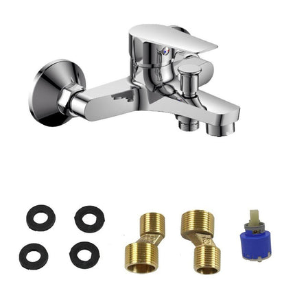 Rubinetto per bagno moderno miscelatore orientabile quadrato per vasca in ottone cromato lucido modello Cube - enzoled