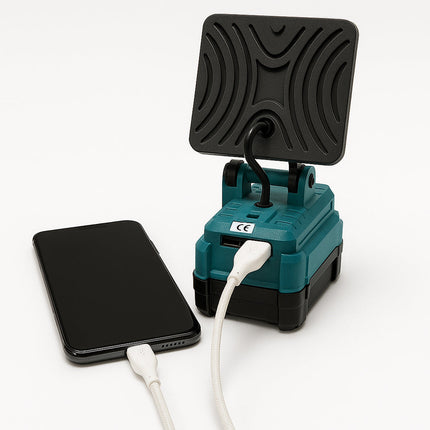 Faro 16 led batteria 48V power bank 2 USB proiettore inclinabile