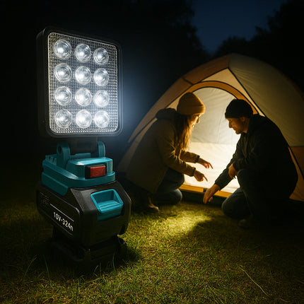 Faro 16 led batteria 48V power bank 2 USB proiettore inclinabile
