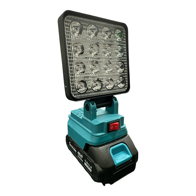 Faro 16 led batteria 48V power bank 2 USB proiettore inclinabile