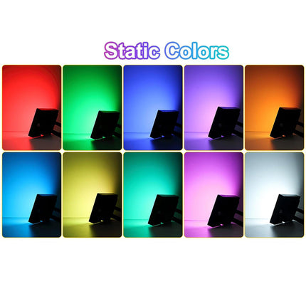 Faro a led con pannello solare 30 watt rgb con telecomando faretto con sensore crepuscolare per esterno IP65 - enzoled
