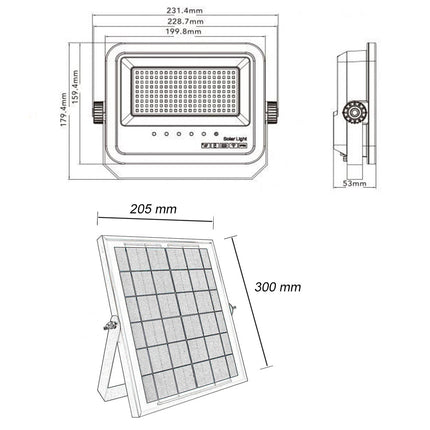 Faro a led con pannello solare 30 watt rgb con telecomando faretto con sensore crepuscolare per esterno IP65 - enzoled