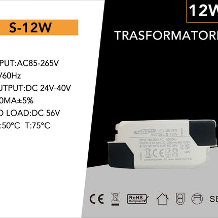 Alimentatore per pannelli LED 8-12W - Trasformatore per plafoniere e luce a soffitto | Alta efficienza e compatibilità enzoled