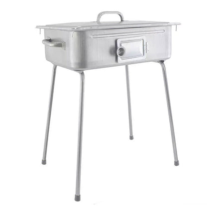 Barbecue fornacella a carbone con coperchio portatile fornello brace a carbonelle con griglia per pic nic campeggio 27x37 cm - enzoled