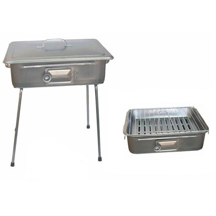 Barbecue fornacella a carbone con coperchio portatile fornello brace a carbonelle con griglia per pic nic campeggio 27x37 cm - enzoled