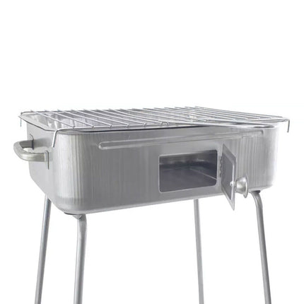 Barbecue fornacella a carbone con coperchio portatile fornello brace a carbonelle con griglia per pic nic campeggio 27x37 cm - enzoled