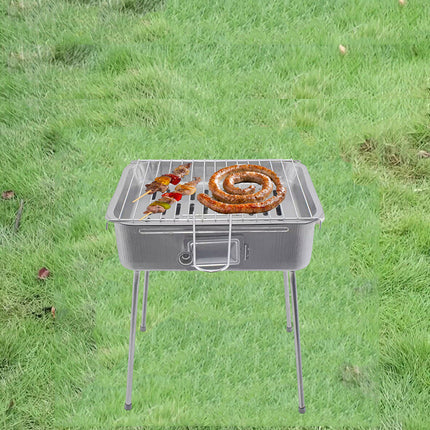 Barbecue fornacella a carbone con coperchio portatile fornello brace a carbonelle con griglia per pic nic campeggio 27x37 cm - enzoled