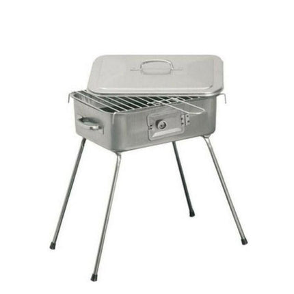 Barbecue fornacella a carbone con coperchio portatile fornello brace a carbonelle con griglia per pic nic campeggio 27x37 cm - enzoled