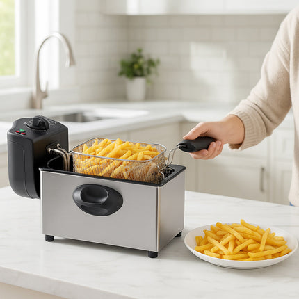 Friggitrice elettrica 2000 watt con cestello capacità 3 Litri 190°