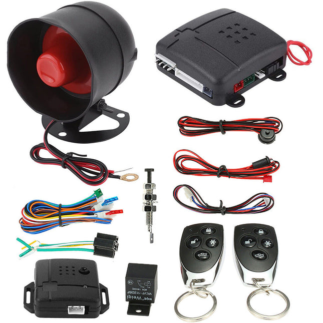 Sistema di allarme per auto antifurto di sicurezza universale con sirena da 15 watt 2 telecomandi - enzoled