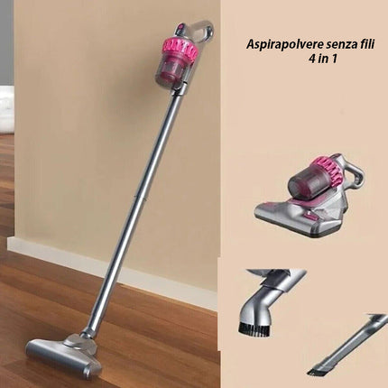 Aspirapolvere senza fili 4 in 1 scopa elettrica senza sacchetto 100 watt ricaricabile con filtro lavabile vari accessori - enzoled