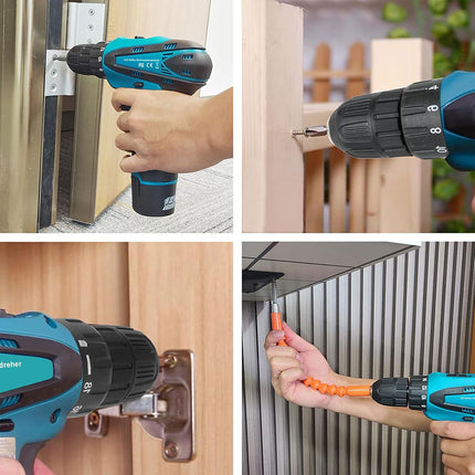 Trapano elettrico ricaricabile avvitatore cordless con doppia batteria 12v   con 24 accessori in valigetta - enzoled