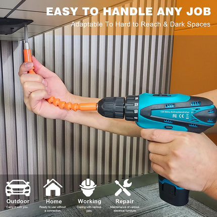 Trapano elettrico ricaricabile avvitatore cordless con doppia batteria 12v   con 24 accessori in valigetta - enzoled