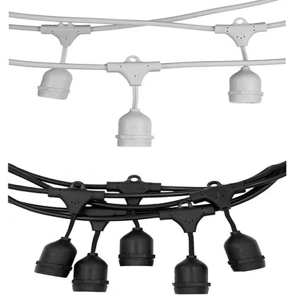 Catena luminosa per esterno con 10 portalampada per lampadine E27 prolungabile impermeabile IP65 10 metri bianca o nera - enzoled
