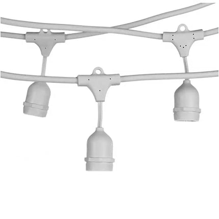 Catena luminosa per esterno con 10 portalampada per lampadine E27 prolungabile impermeabile IP65 10 metri bianca o nera - enzoled