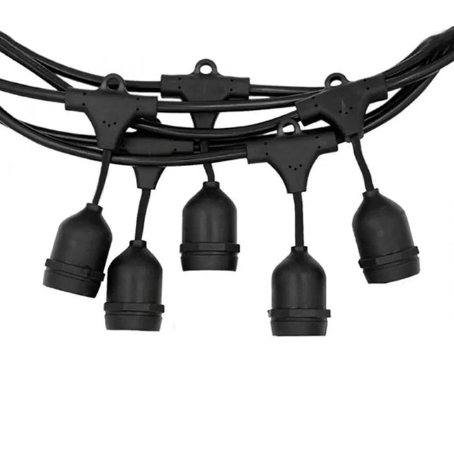 Catena luminosa per esterno con 10 portalampada per lampadine E27 prolungabile impermeabile IP65 10 metri bianca o nera - enzoled