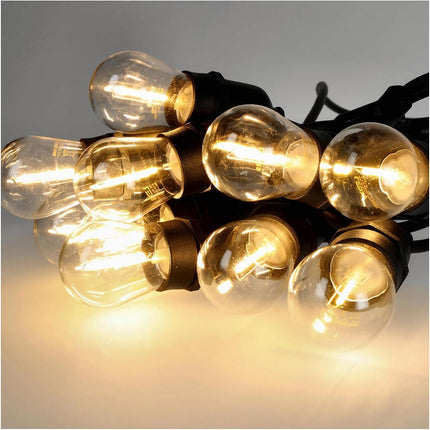 Catena luminosa per esterno 10 metri con attacco E27 luci da giardino 10 lampadine filamento luce calda prolungabile - enzoled