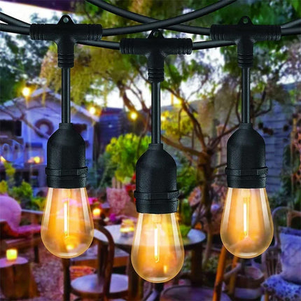 Catena luminosa per esterno 10 metri con attacco E27 luci da giardino 10 lampadine filamento luce calda prolungabile - enzoled